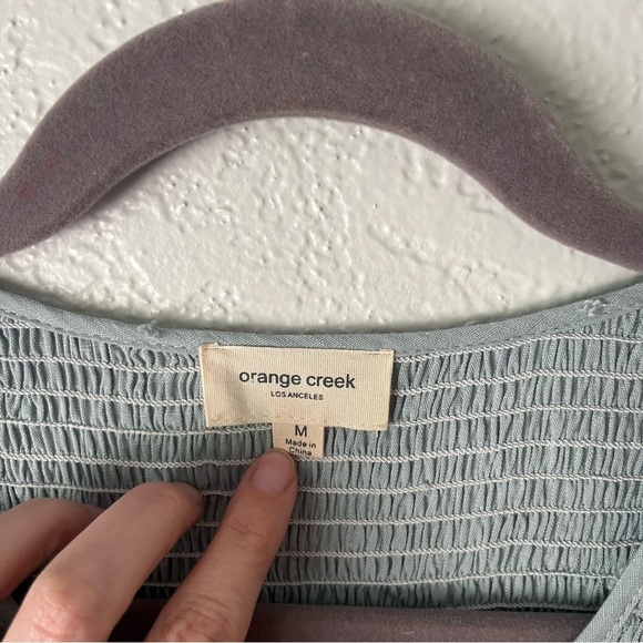 Orange Creek Dress Women's Medium Smocked Flutter Sleeve Swiss Dot Maxi Prairie - Picture 5 of 8